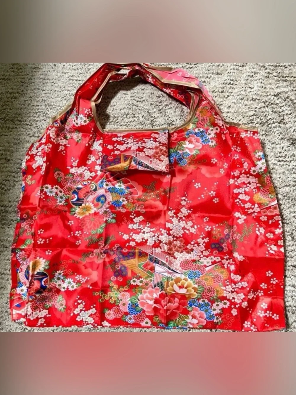 New Asian Inspired Art Print Reusable Shopping Tote - Errand Bag  / Gym Bag